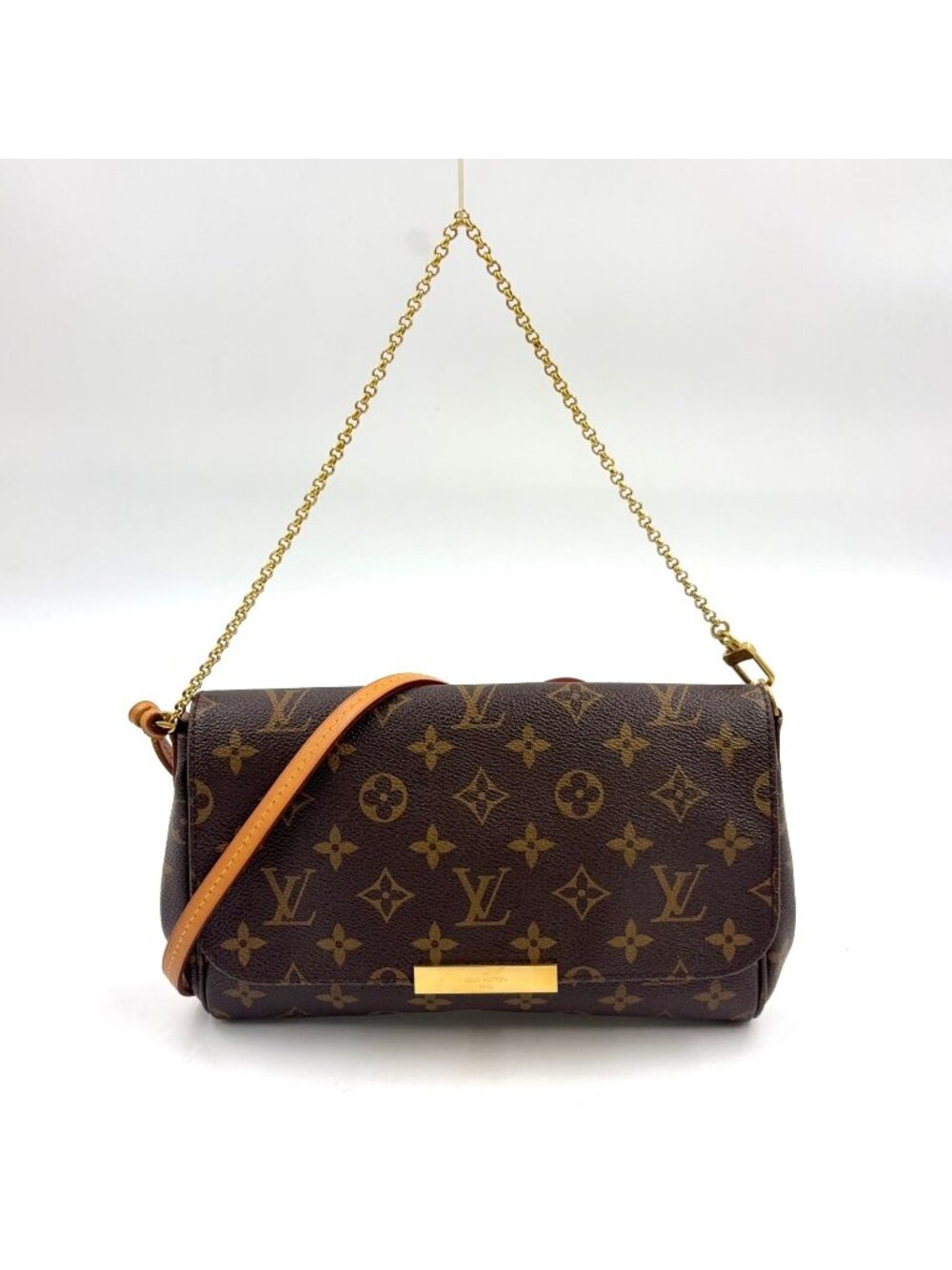 Louis Vuitton Favorite MM Monogram Leather Brown Light Handbag Gold